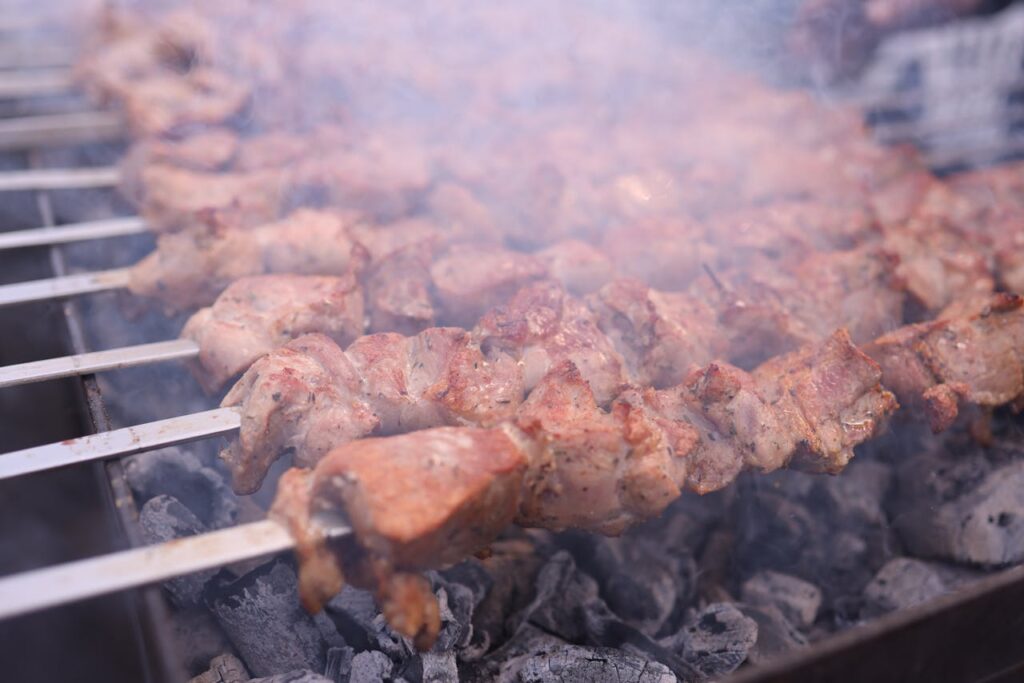 Close-up of Kebabs on the Grill