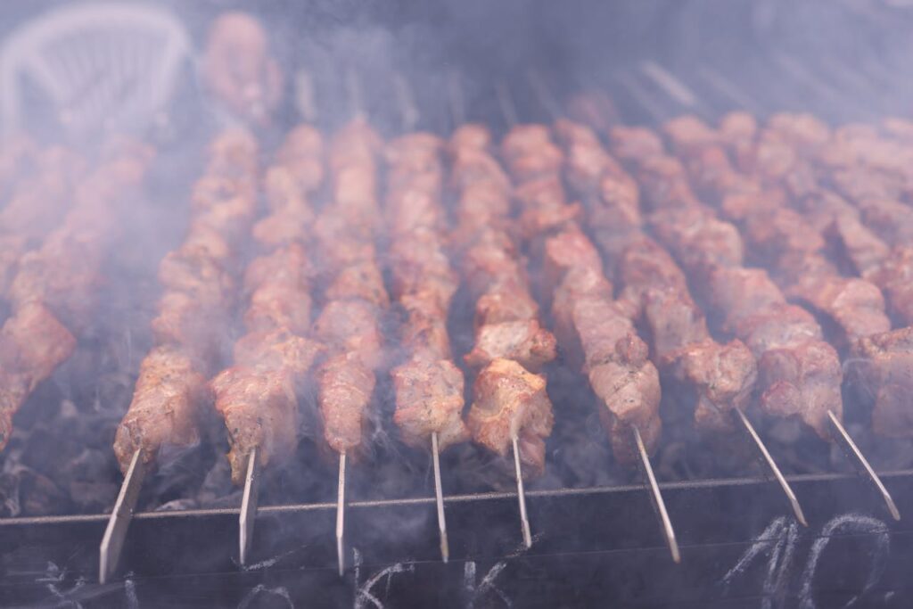 Close-up of Kebabs on the Grill